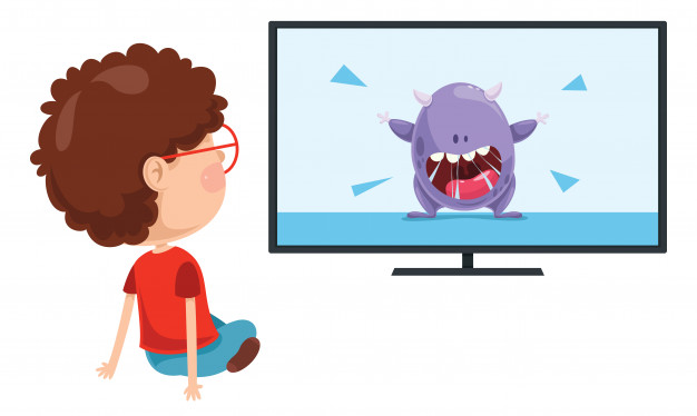 626x374 Vector Illustration Of Kid Watching Tv Vector Premium Download