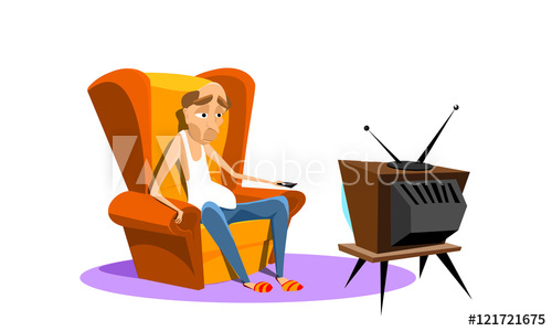 500x300 Man Sitting On An Armchair And Watching Tv Vector Illustration