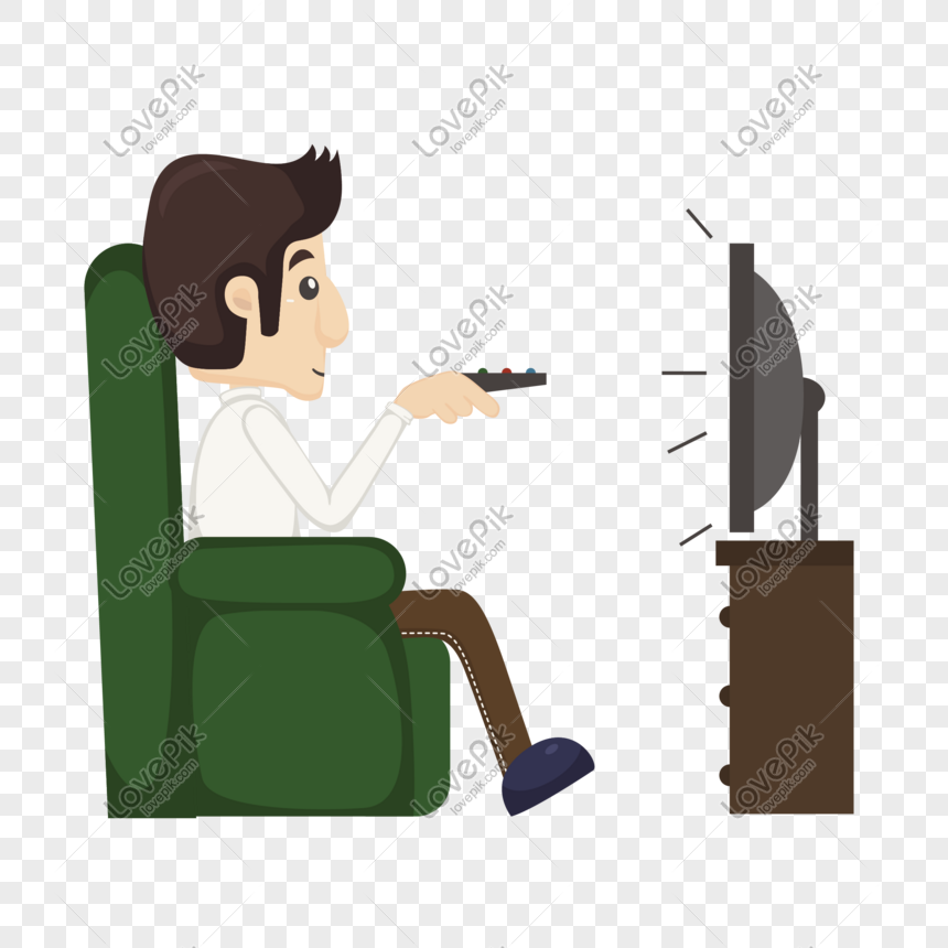 860x860 Cartoon Man Watching Tv Vector Material Png Image Picture Free