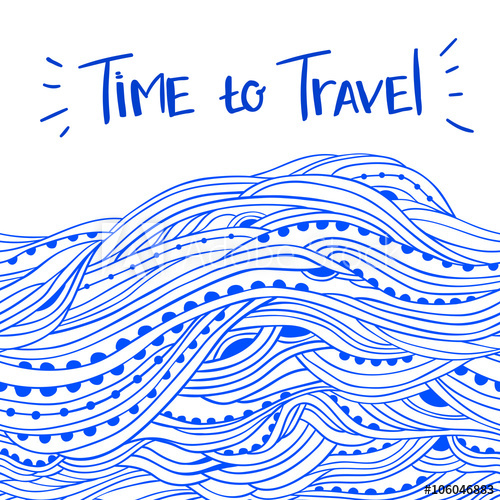 500x500 Horizontal Seamless Water Border With Place For Text, Hand Drawn