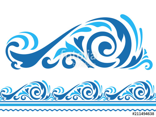 500x375 Blue Ocean Wave, Sea Water Border Ornament Stock Image