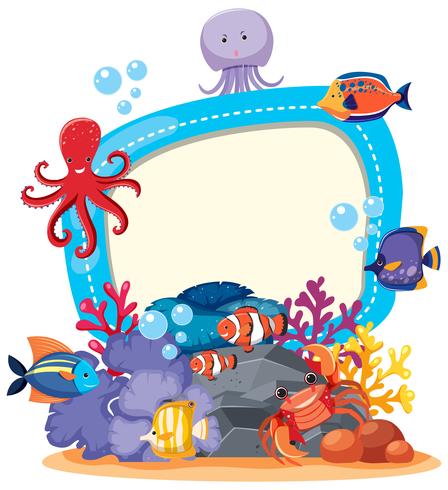 448x490 Border Template With Cute Sea Animals
