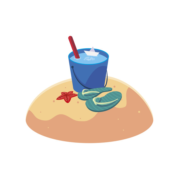 Summer Sand Beach With Water Bucket Scene Vector Premium Download 626x626 Summer Sand Beach With Water Bucket Scene Vector Premium Download