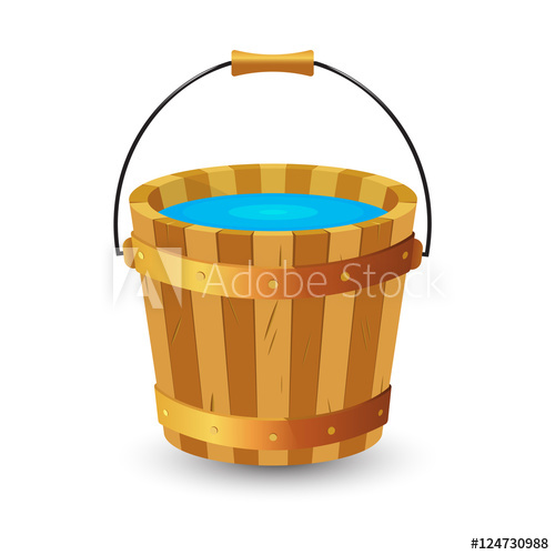 Wooden Bucket With Clean Drinking Water Vector Illustration 500x500 Wooden Bucket With Clean Drinking Water Vector Illustration