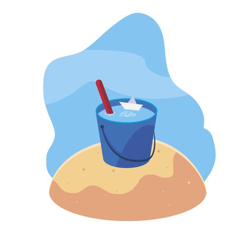 Summer Sand Beach With Water Bucket Scene 490x490 Summer Sand Beach With Water Bucket Scene