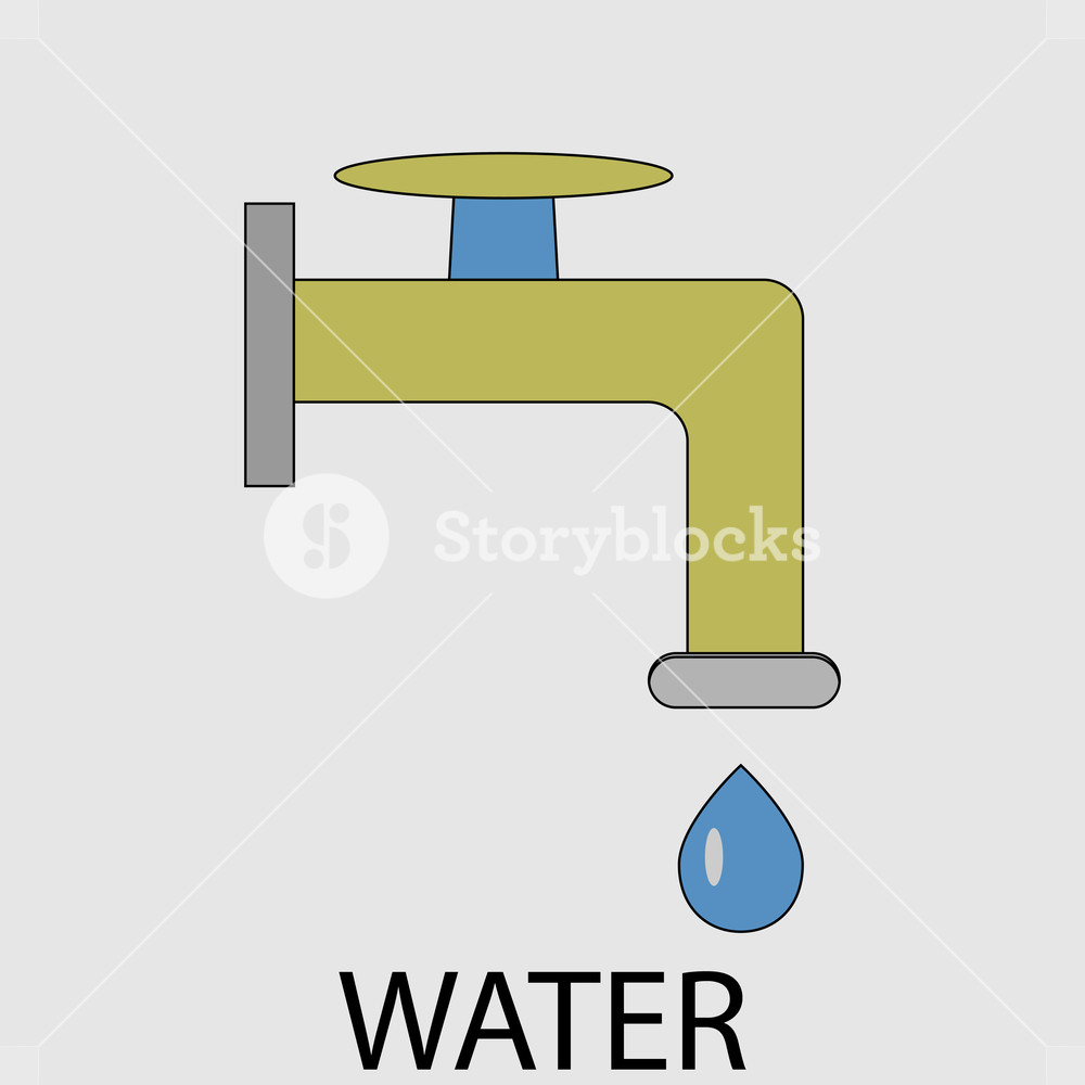 1000x1000 Icon Water Supply Faucet And Drop, Tap And Pipe, Drip And Flow