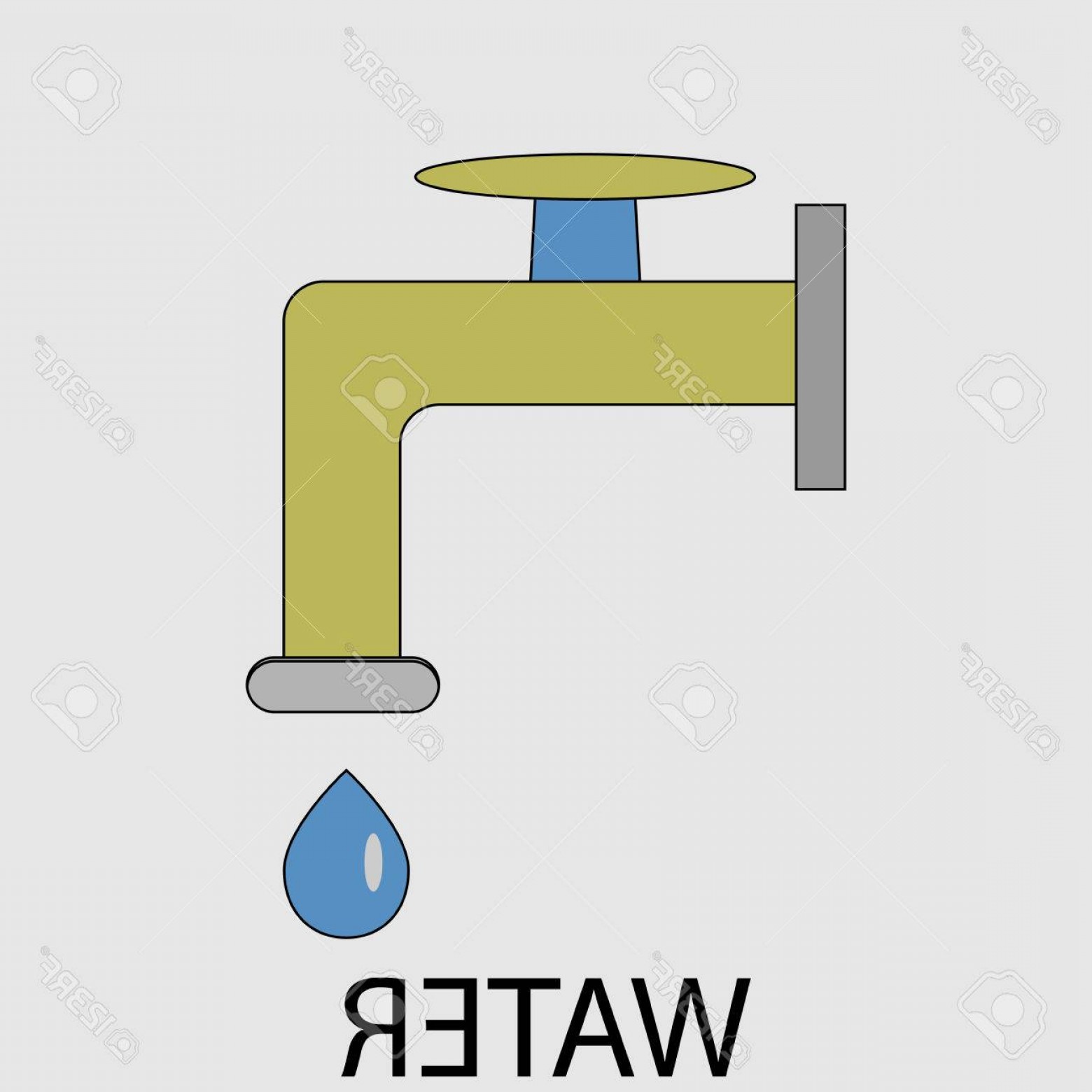 1560x1560 Photostock Vector Icon Water Supply Faucet And Drop Tap And Pipe