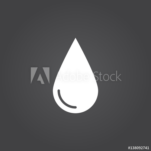500x500 Water Drop Icon Vector, Solid Logo, White Pictogram Isolated, Wet