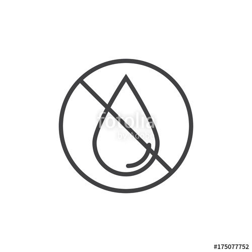 500x500 No Water Drop Line Icon, Outline Vector Sign, Linear Style