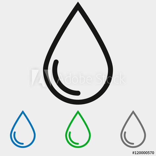 500x500 Water Drop Outline Icon, Vector Illustration, Modern Minimal Flat