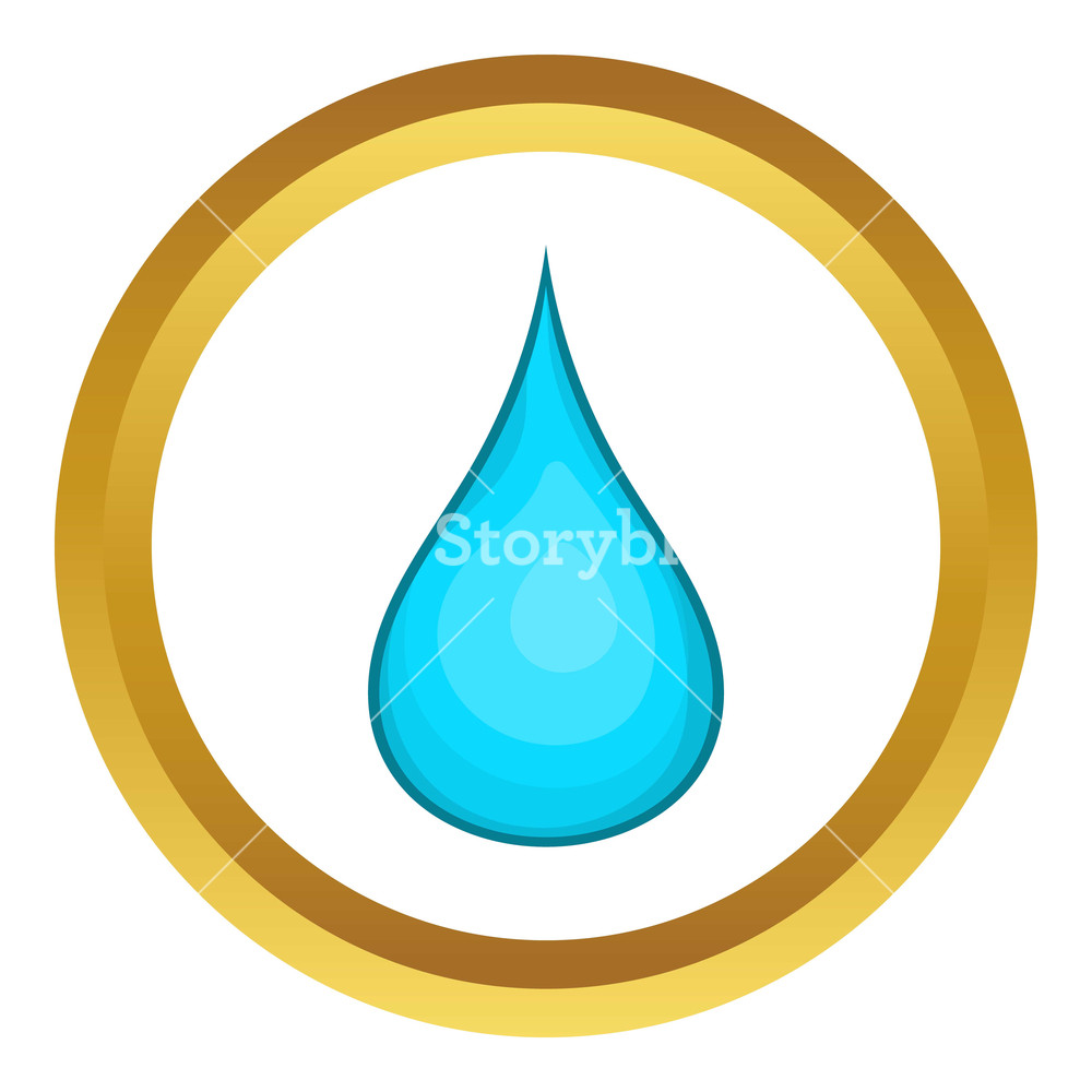 Water Drop Vector Icon In Golden Circle, Cartoon Style Isolated 1000x1000 Water Drop Vector Icon In Golden Circle, Cartoon Style Isolated