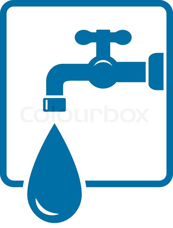 607x800 Sign With Tap And Big Water Drop Stock Vector Colourbox