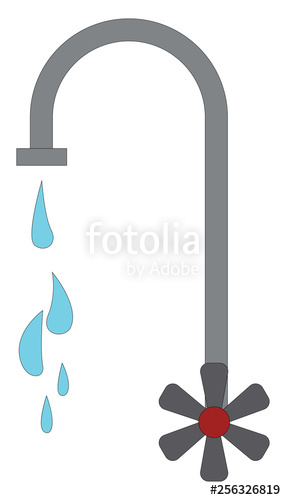 286x500 Water Faucet Dripping Illustration Print Vector On White