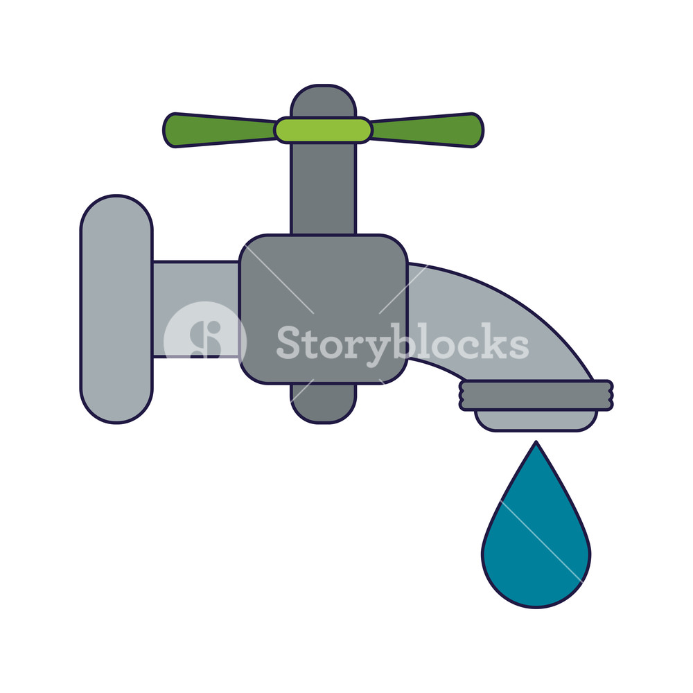 1000x1000 Water Faucet With Drop Vector Illustration Graphic Design Royalty