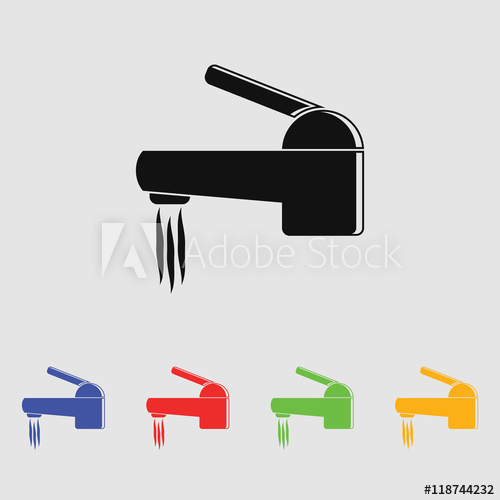 500x500 Water Faucet Vector Icon Flat Style For Web And Mobile