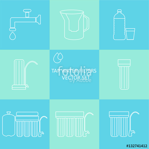 500x500 Outline Tap Water Filter Icon Set Drink And Home Water