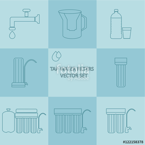 500x500 Outline Tap Water Filter Icon Set Drink Water Purification