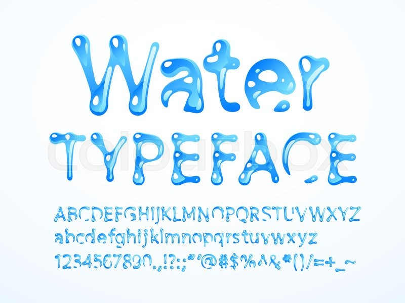 800x600 Vector Water Typeface Letters A Z, Stock Vector Colourbox