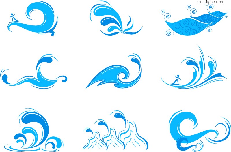 800x527 Designer Blue Wave Water Drops Vector Material