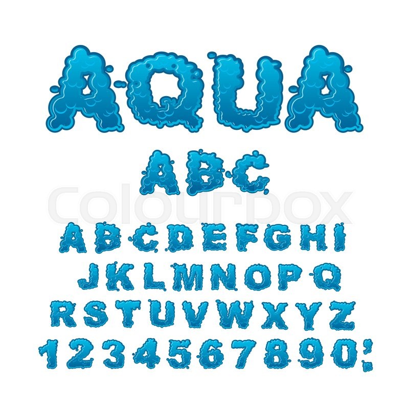 800x800 Aqua Abc Drops Of Water Alphabet Wet Stock Vector Colourbox