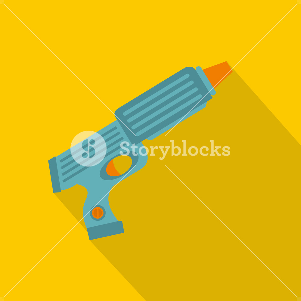 1000x1000 Blue Plastic Water Gun Icon Flat Illustration Of Blue Plastic