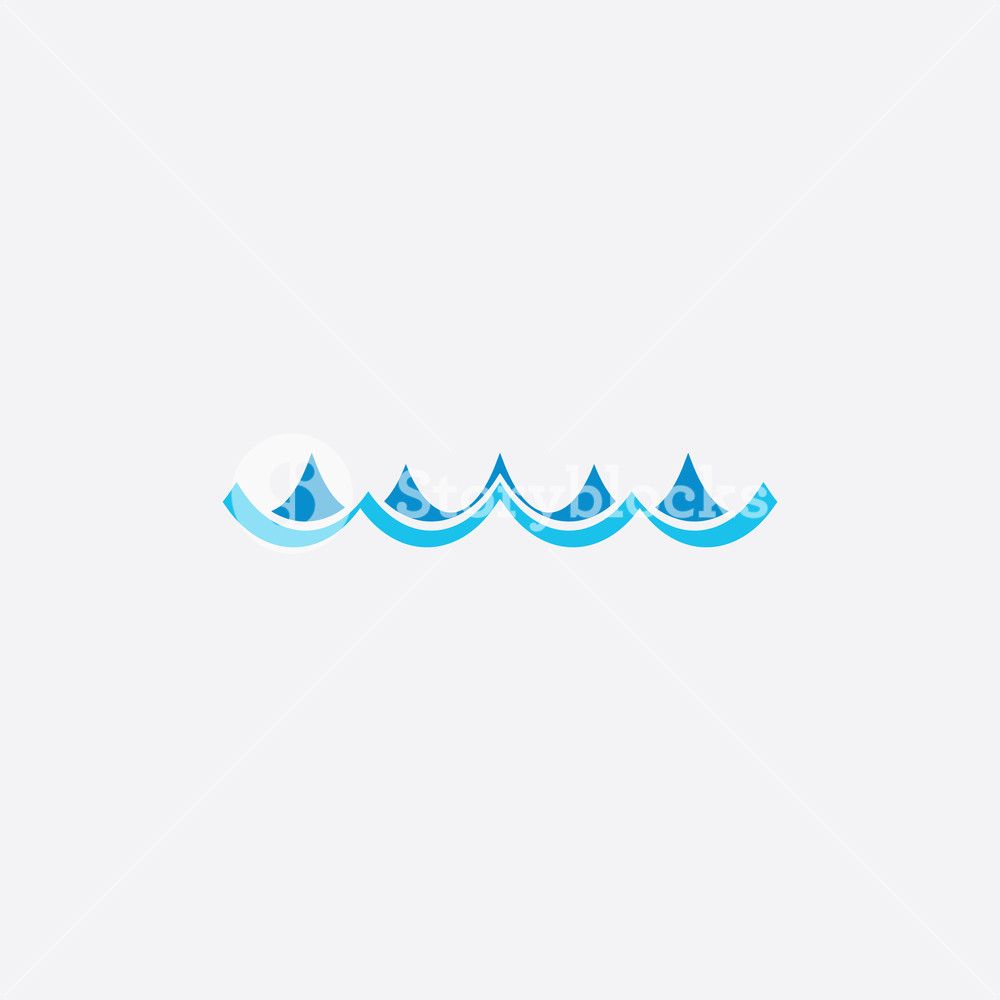 1000x1000 Ocean Water Waves Icon Vector Symbol Design Royalty Free Stock
