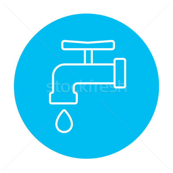 600x600 Faucet With Water Drop Line Icon Vector Illustration Andrei