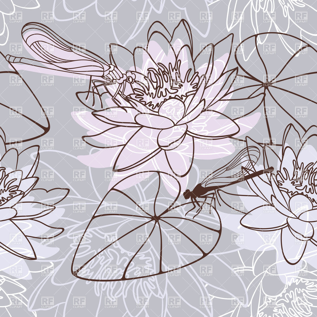 1200x1200 Seamless Floral Background With Water Lily Vector Image