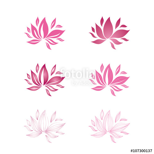 500x500 Water Lily, Lotus Flower Icon Set Stock Image And Royalty Free