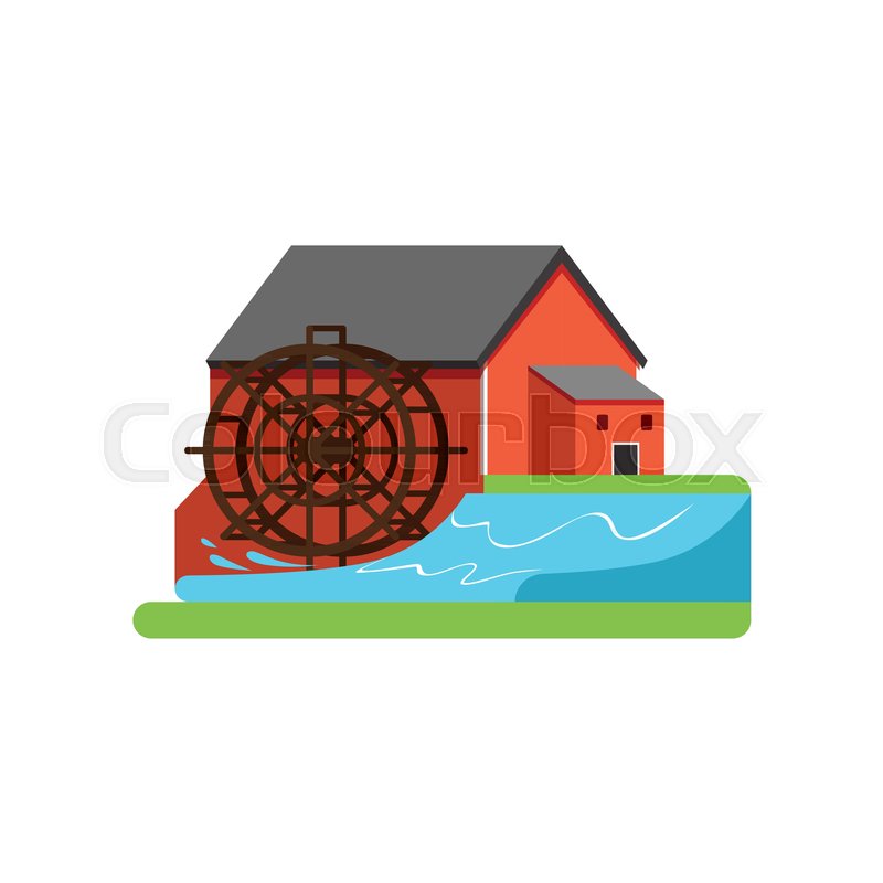 800x800 Old Water Mill, Farm Building, Stock Vector Colourbox