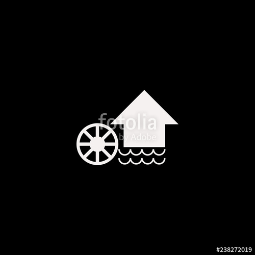 500x500 Water Mill Vector Icon Flat Water Mill Design Water Mill