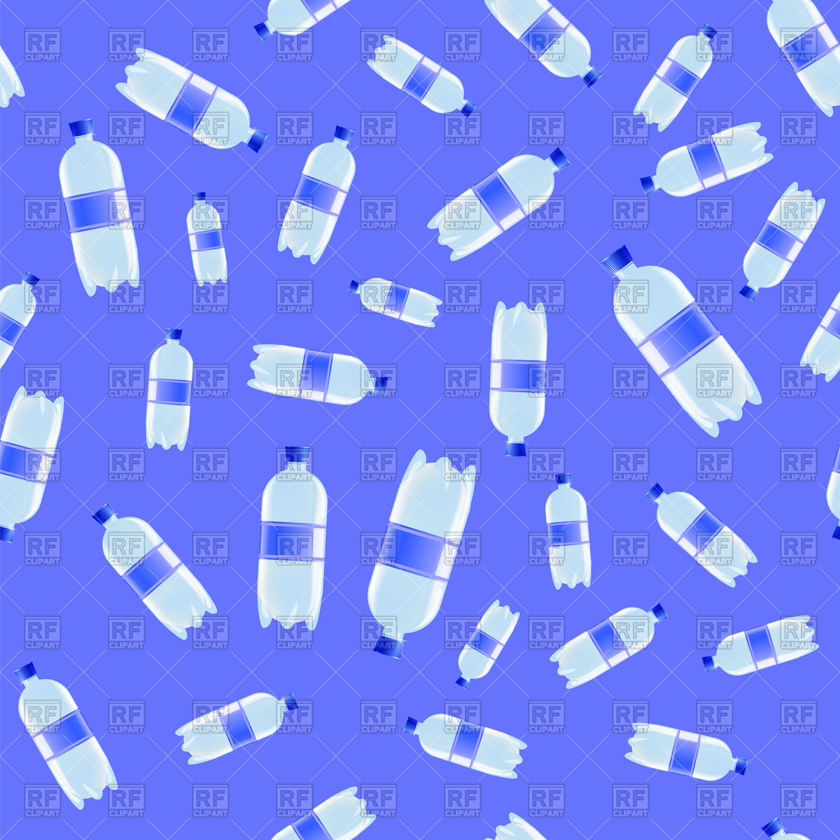 1200x1200 Plastic Water Bottles Seamless Pattern On Blue Background Vector