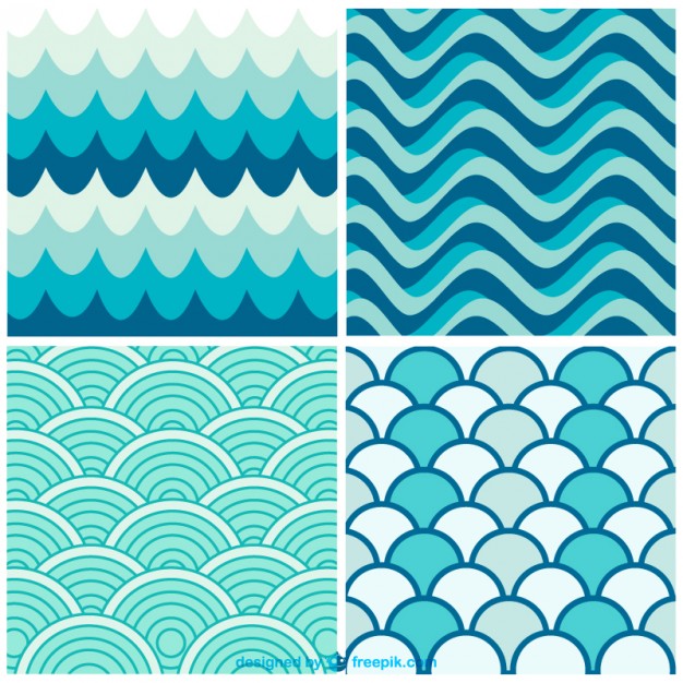 626x626 Water Waves Retro Patterns Vector Free Download