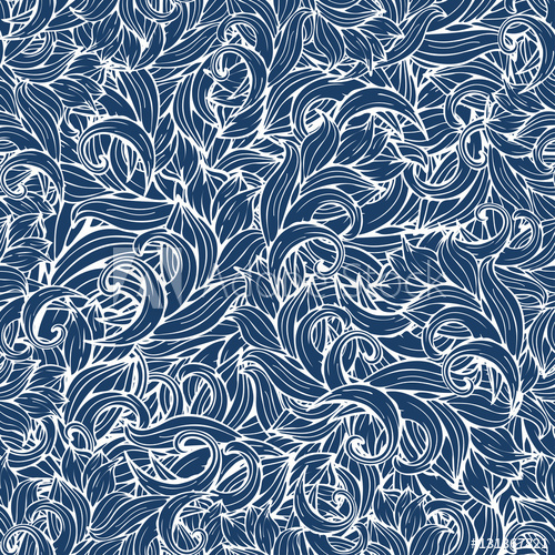 500x500 Abstract Waves Seamless Pattern, Vector Background Stylized Sea