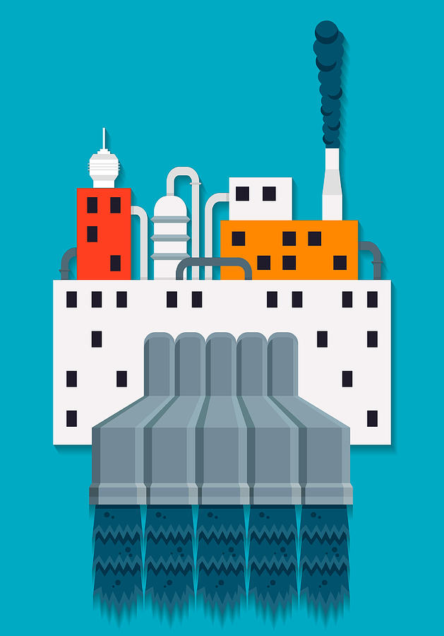 629x900 Air And Water Pollution Concept Factory With Pipes And Chimneys