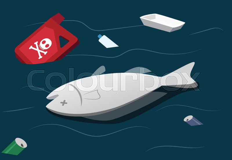 800x554 Water Pollution Make Dead Fish, Vector Stock Vector Colourbox