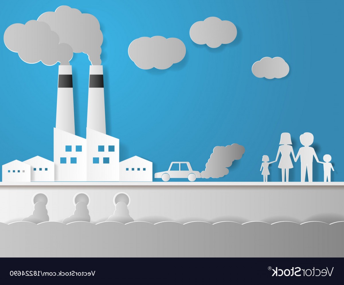 1200x994 Air And Water Pollution With Factory Vector Handandbeak