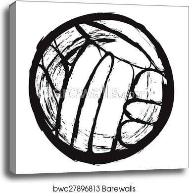 382x390 Doodle Water Polo Ball, Vector, Canvas Print Barewalls Posters