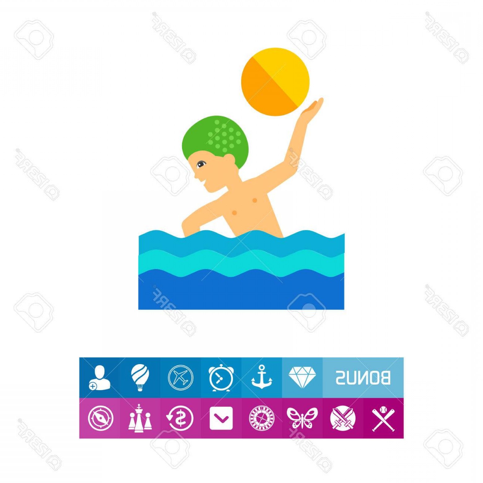 Photostock Vector Water Polo Player Swimming And Throwing Ball 1560x1560 Photostock Vector Water Polo Player Swimming And Throwing Ball
