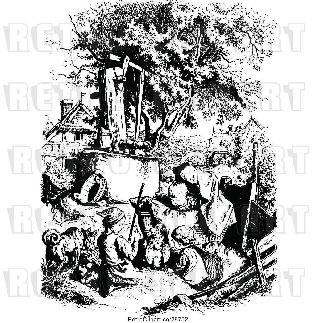 1024x1044 Vector Clip Art Of Retro Kchildren Playing Outside