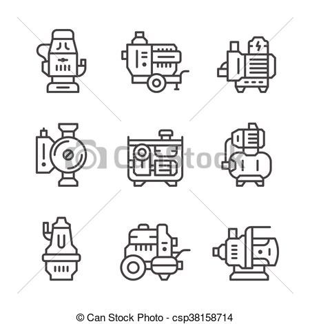 450x470 Set Line Icons Of Water Pump Isolated On White Vector Illustration
