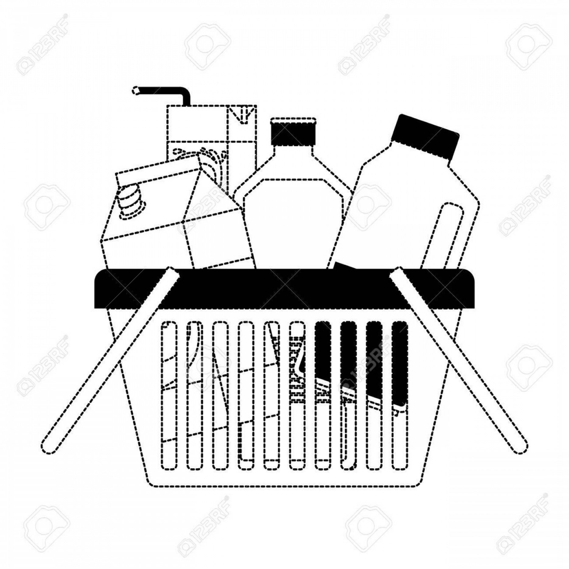 1872x1872 Photostock Vector Shopping Basket With Drinks Juice And Water
