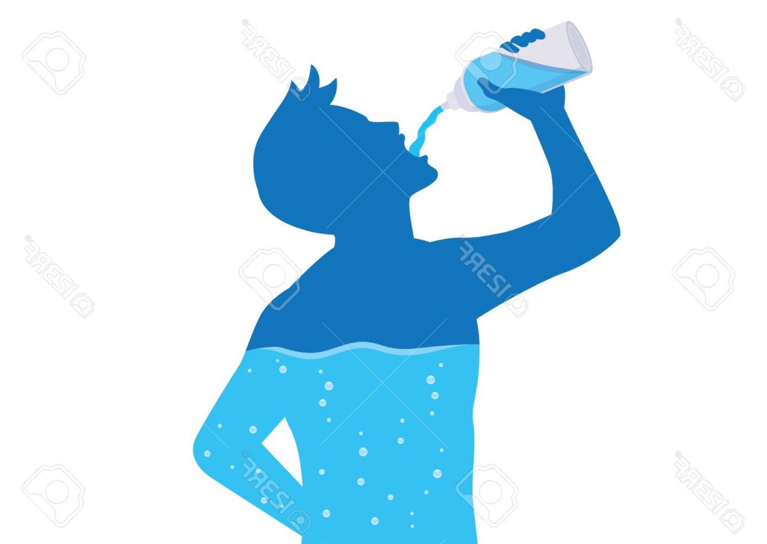 1560x1107 Photostock Vector Silhouette Of Man Drinking Water From Bottle