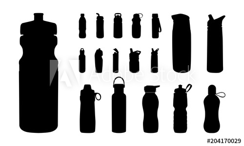 500x300 Set Of Various Water Bottle Silhouette Vector, Sport Water Bottle
