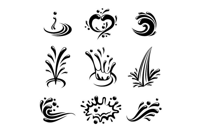 794x529 Water Splash Download Digital Clipart Silhouette Vector Etsy