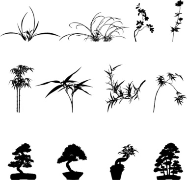 381x368 Water Plant Silhouette Free Vector Download