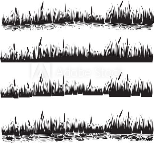 500x464 Water Plants Set Of Reed Or Cattails Silhouette Vector