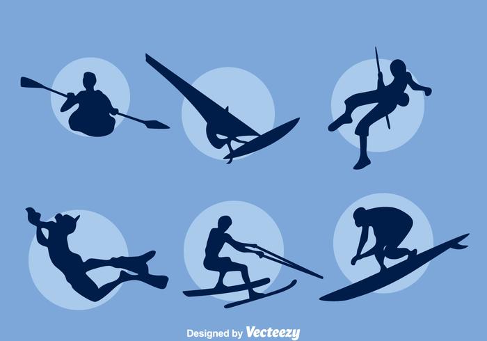 700x490 Extreme Water Sport Silhouette Vector Set