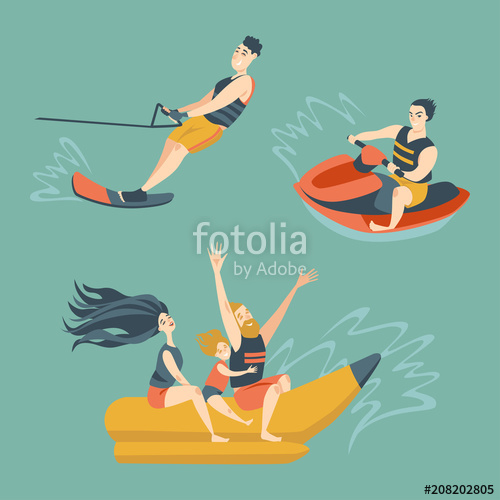 500x500 Set Of Summer Water Activities Banana Boat, Water Bike, Water Ski