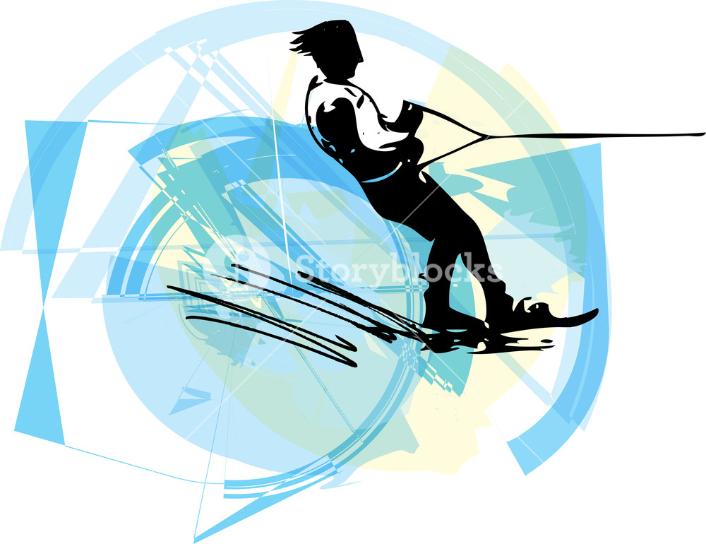 1000x770 Water Skiing Abstract Vector Illustration Royalty Free Stock Image